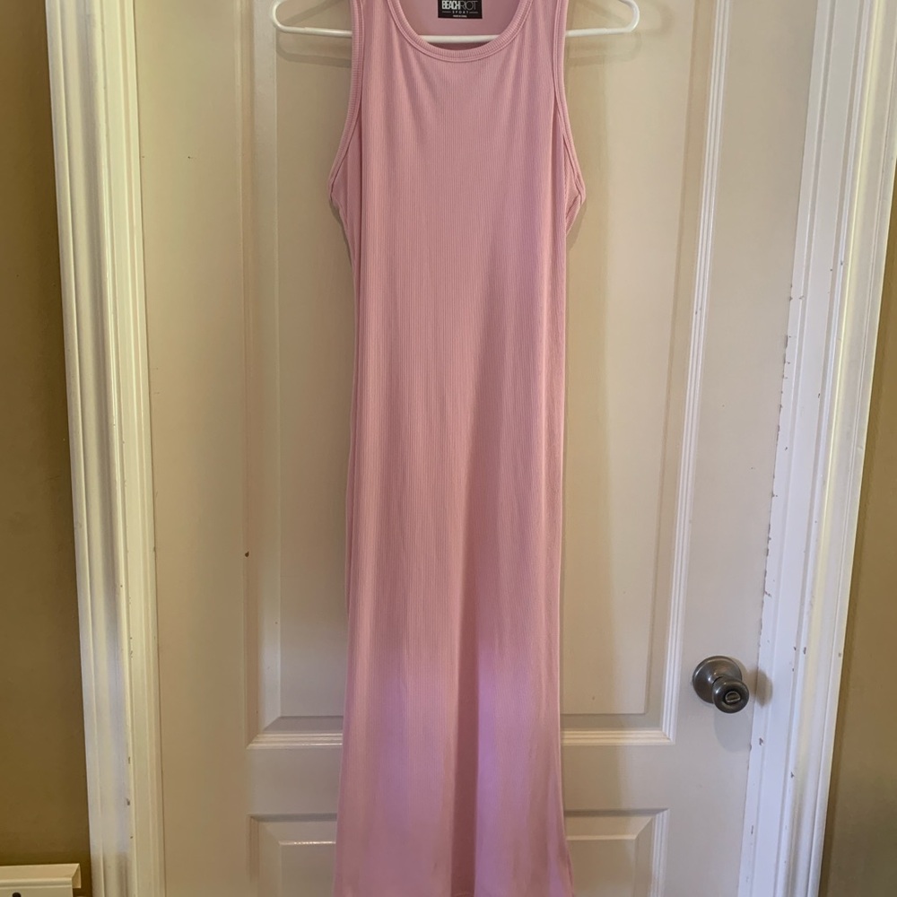Beach Riot Sport Pink Ribbed Sleeveless Tank Dress